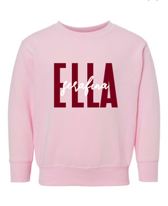 Valentine Name Crew (pink only; size 2T-7)