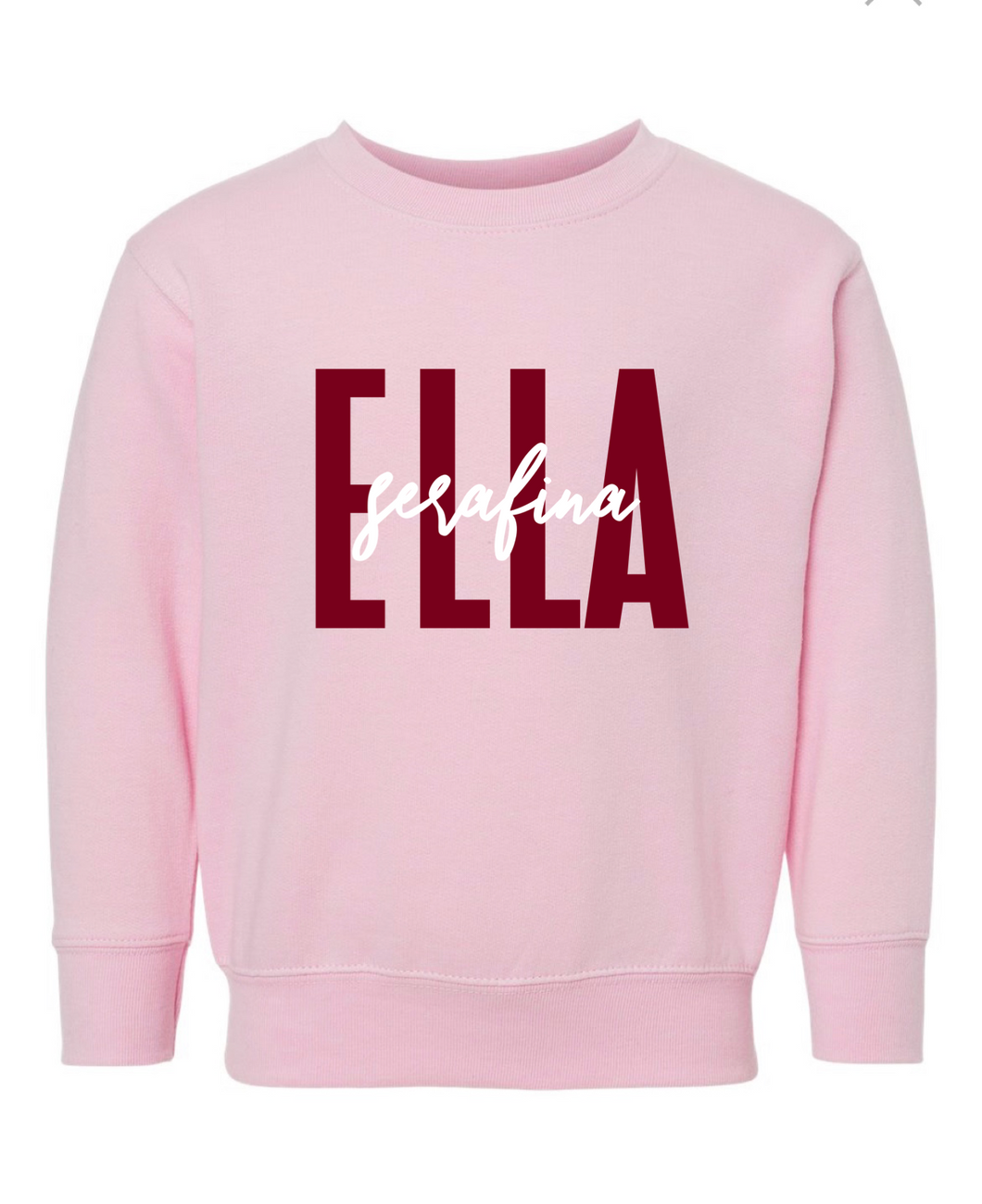 Valentine Name Crew (pink only; size 2T-7)